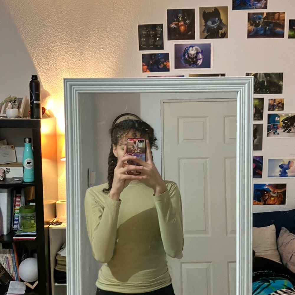 Tan exercise long sleeve mock neck shirt. Size medium.